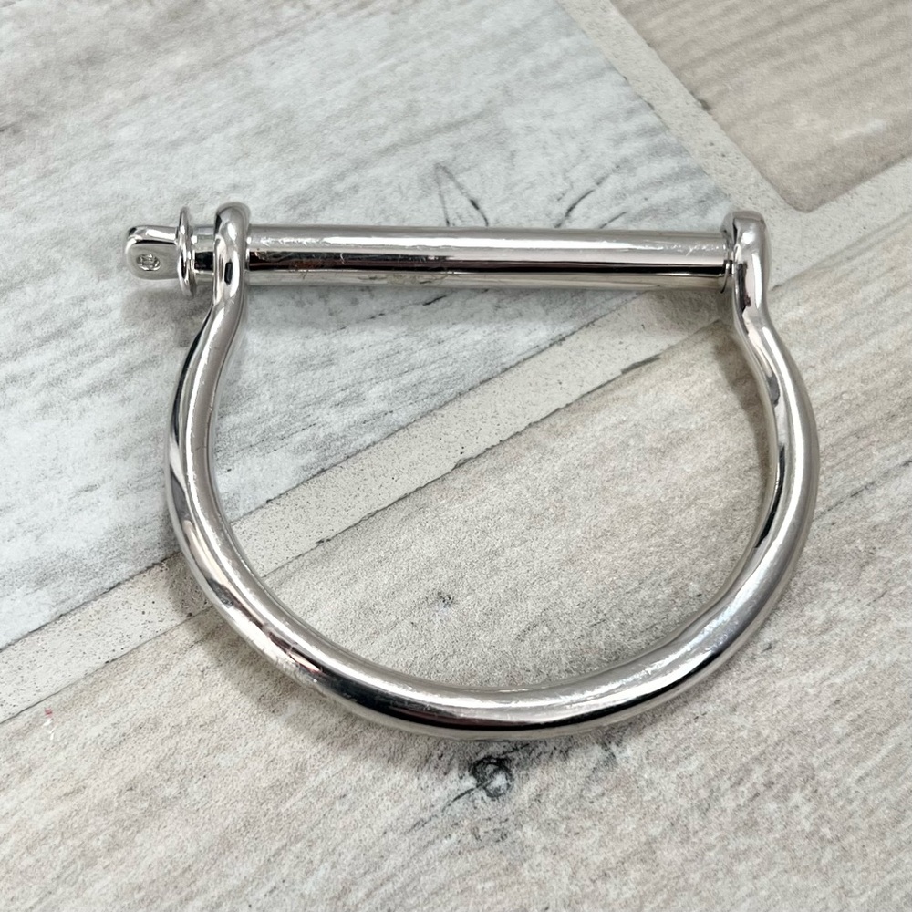 Silver D Shape Cuff Magnetic Bar Bangle Bracelet